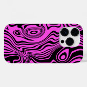 Black Pink Art Waves iPhone Case - Farbe auswählen (Rückseite (Horizontal))