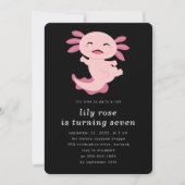 Black Pink Axolotl Geburtstagsparty Einladung (Vorderseite)