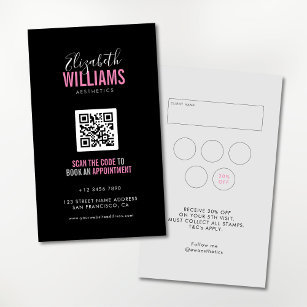 Black Pink Beauty Salon QR Code Loyalität & Loyali Visitenkarte