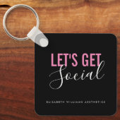 Black Pink Beauty Salon Social Media QR-Code Schlüsselanhänger (Vorderseite)