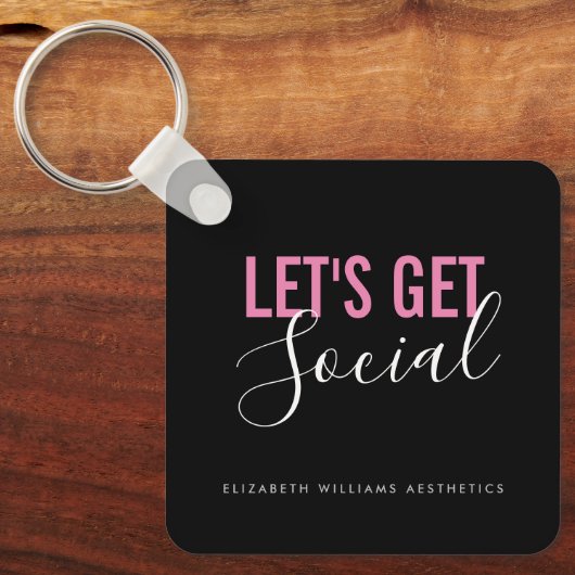 Black Pink Beauty Salon Social Media QR-Code Schlüsselanhänger (Vorderseite)