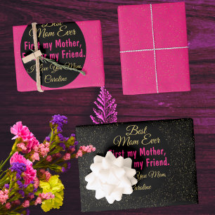 Black Pink Beste Mama je Chic Modern Modern Mother Geschenkpapier Set