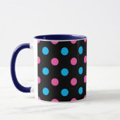 Black Pink Blue Polka Dot Pattern Tasse (Links)