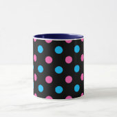 Black Pink Blue Polka Dot Pattern Tasse (Zentrum)