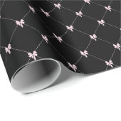 Black & Pink Bow Gift Wrapping Paper Geschenkpapier (Rolleneckpunkt)