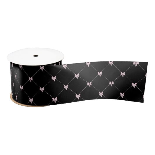 Black & Pink Bow Gift Wrapping Satinband (Spule)