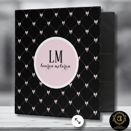 Black & Pink Bow Monogram 3 Ring Binder 2,5 Cm Ordner