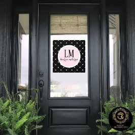 Black & Pink Bow Monogram Fensteraufkleber