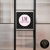 Black & Pink Bow Monogram Fensteraufkleber
