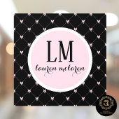 Black & Pink Bow Monogram Fensteraufkleber