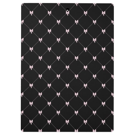 Black & Pink Bow Monogram Klemmbrett (Rückseite)