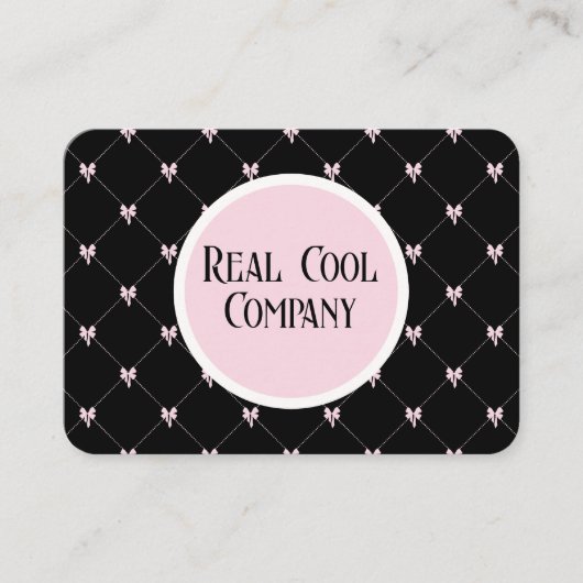 Black & Pink Bow Monogram Visitenkarte (Vorderseite)