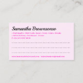 Black Pink Cartoon Lady Bäckerei Konditorei Koch Visitenkarte (Rückseite)