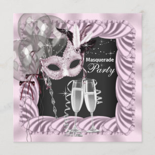 Black Pink Champagne Party Einladung