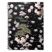 Black Pink Cherry Blossom Elegantes Blumenmuster Notizblock (Vorderseite)
