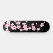 Black Pink Cherry Blossom Niedlich Skateboard (Horizontal)
