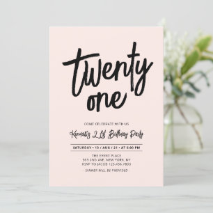 Black & Pink   Chic Twenty One 21. Geburtstagsfeie Einladung