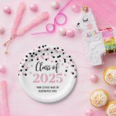 Black Pink Confetti Abschluss 2025 Pappteller (Party)