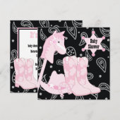 Black Pink Cowgirl Kinderdusche Einladungen (Vorne/Hinten)