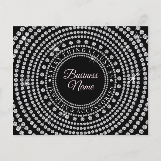 Black Pink Diamond Kalligraphie Juwelen Danke Flyer (Hinten)