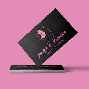 Black Pink Doula Birth Pregnant Gold Baby Neugebor Visitenkarte