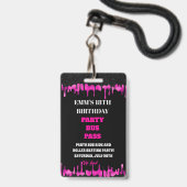 Black Pink Dripping Glitzer 18 Birthday VIP Pass Ausweis (Vorderseite mit Schlüsselband)