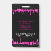 Black Pink Dripping Glitzer 18 Birthday VIP Pass Ausweis (Rückseite)