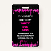 Black Pink Dripping Glitzer 18 Birthday VIP Pass Ausweis (Vorderseite)