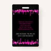 Black Pink Dripping Glitzer 18 Birthday VIP Pass Ausweis (Rückseite)