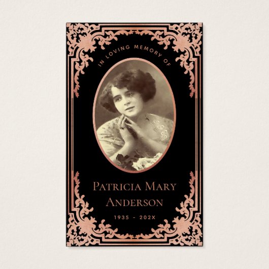 Black Pink Elegante Beerdigungskarte (Vorderseite)