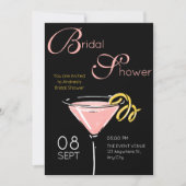 Black pink fancy cocktail bridal shower einladung (Vorderseite)