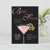 Black pink fancy cocktail bridal shower einladung (Stehend Vorderseite)