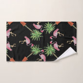 Black Pink Flamingo Flamingos Palm Tree Bath Badhandtuch Set (Handtuch)