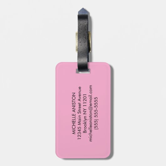 Black Pink Flamingo | Monogramm Custom Gepäckanhänger (Rückseite vertikal)