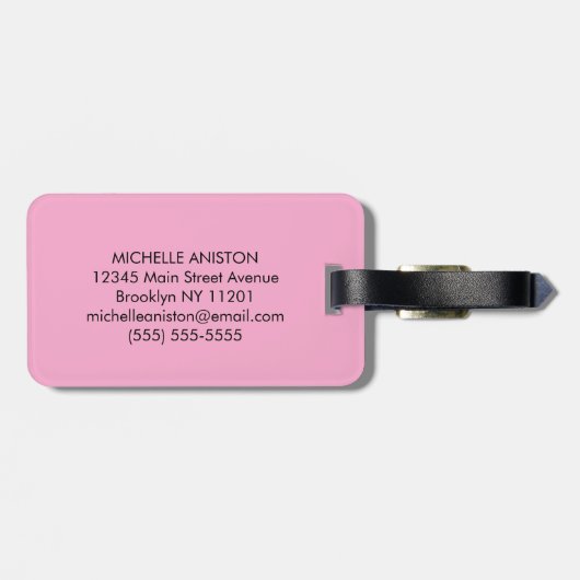 Black Pink Flamingo | Monogramm Custom Gepäckanhänger (Rückseite horizontal)