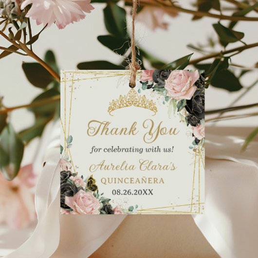 Black Pink Floral Gold Schmetterlinge Princess Cro Geschenkanhänger