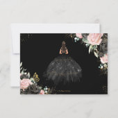 Black Pink Floral Princess Kleid Quinceañera Antwo RSVP Karte (Rückseite)
