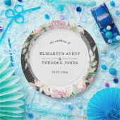 Black Pink Floral Wedding Napkins Pappteller (Party)