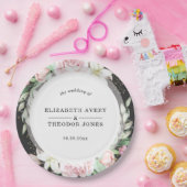 Black Pink Floral Wedding Napkins Pappteller (Party)