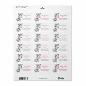 Black Pink Floral Wedding Return Address Label Adressaufkleber (Vorne)