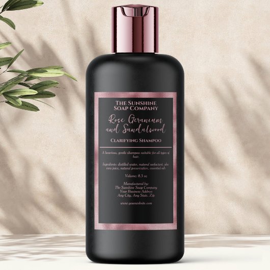 Black Pink foil waterproof cosmetics bottle label Lebensmitteletikett