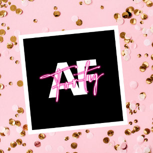 Black Pink Forty AF 40. Geburtstag Papiertücher Serviette