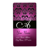 BLACK PINK FUCHSIA LILA AMETHYST DAMASK MONOGRAMM (Vorne)