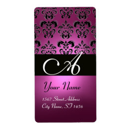 BLACK PINK FUCHSIA LILA AMETHYST DAMASK MONOGRAMM