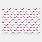 Black Pink Geometry Polka Dots Mustache Geschenkpapier Set (Vorderseite 3)