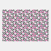 Black Pink Geometry Polka Dots Mustache Geschenkpapier Set (Vorderseite 2)