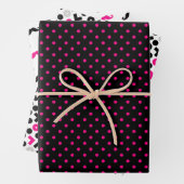 Black Pink Geometry Polka Dots Mustache Geschenkpapier Set (Beispiel)