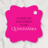 Black & Pink Glam Quinceañera Geschenkanhänger (Rückseite)