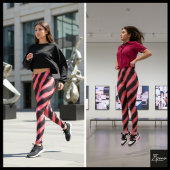 Black Pink Glitch Cyber Diagonal Plaid Leggings