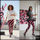 Black Pink Glitch Cyber Diagonal Plaid Leggings